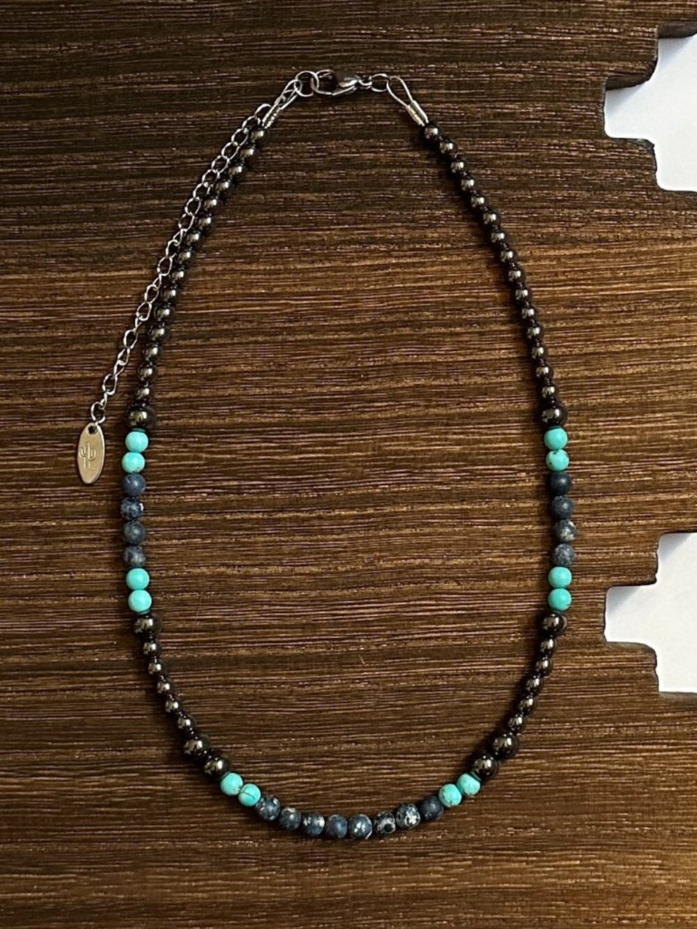 Handmade Taos Midnight Sky Black Hematite Western Pearl Choker Necklace 14 inch
